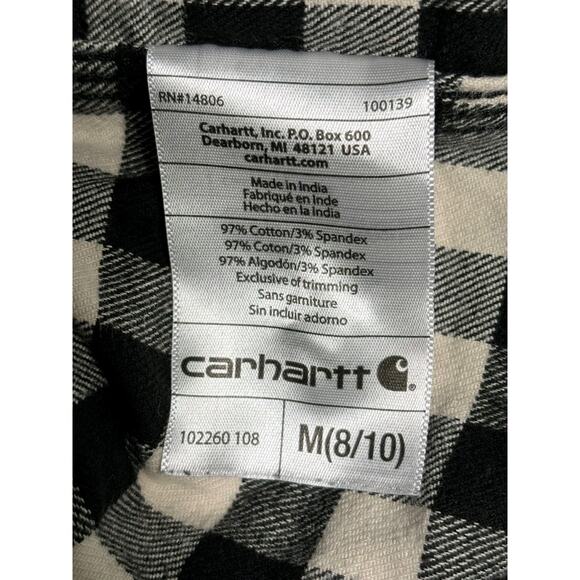 Carhartt Hamilton Flannel Plaid Shirt Womens Size M (8-10) Gray Heather #102260 - Picture 4 of 7